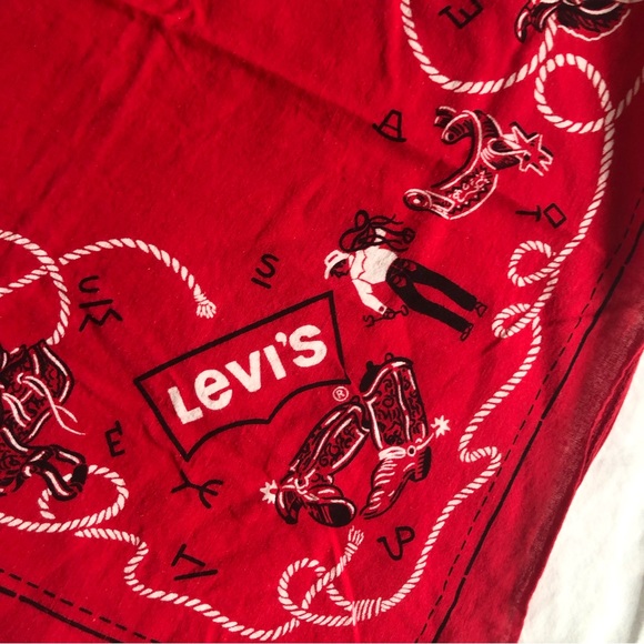 Levi's 1960's red vintage western cotton bandana Unisex - Picture 6 of 9